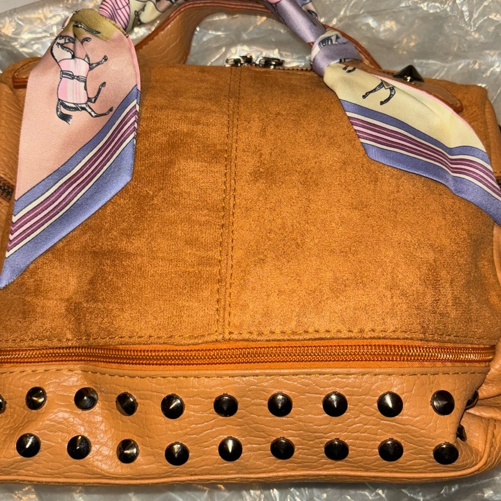 Ladies camel color purse with stud detail NWOT
